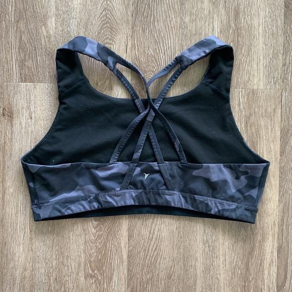 Old Navy Black Camo Medium Support Strappy Sports Bra Size XXL - Picture 2 of 3